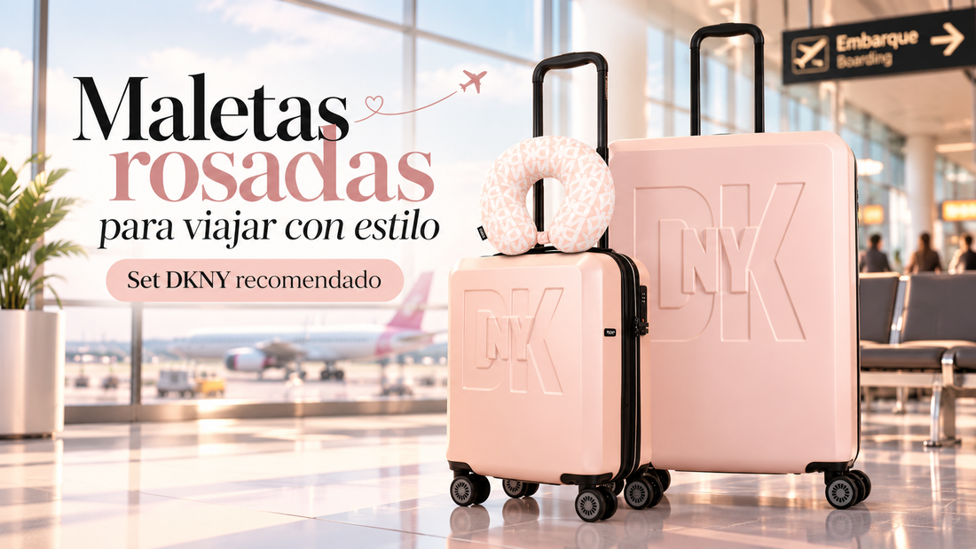 Maletas rosadas DKNY de cabina y bodega para