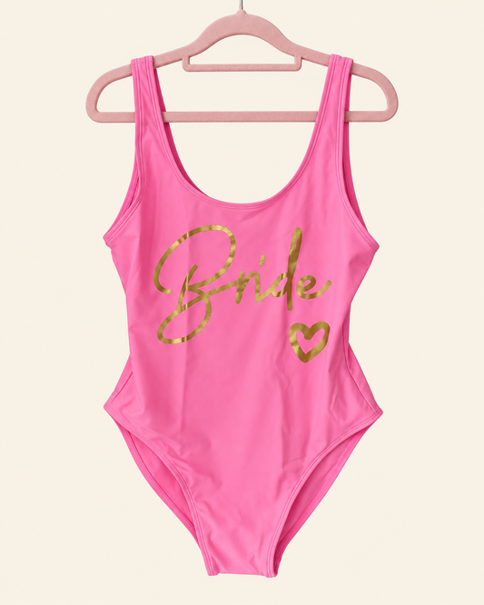 Traje de Baño Bride Rosa | Letras Doradas o Blancas | Tallas S, M y L