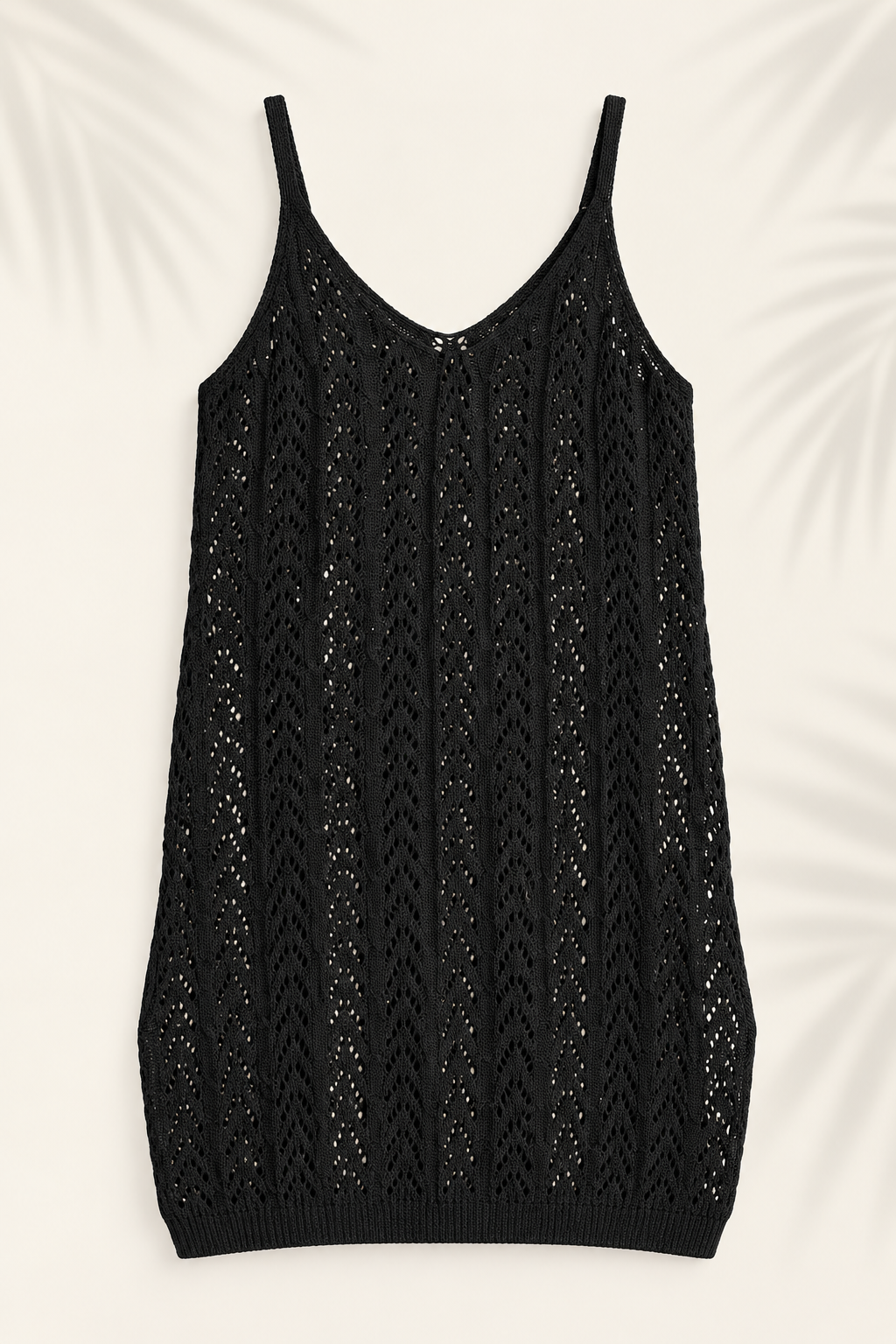 Vestido corto de playa tejido calado negro