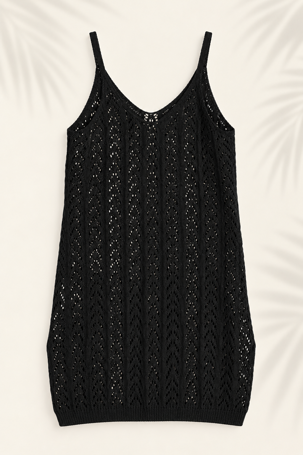 Vestido corto de playa tejido calado negro