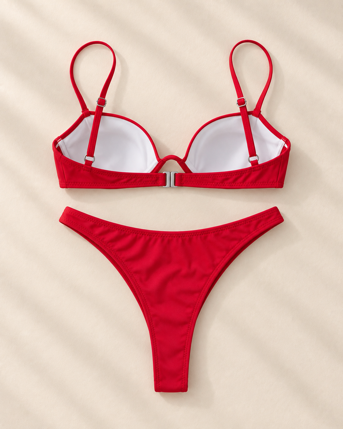Bikini Rojo Push Up Tanga Tiro Alto | Talla S