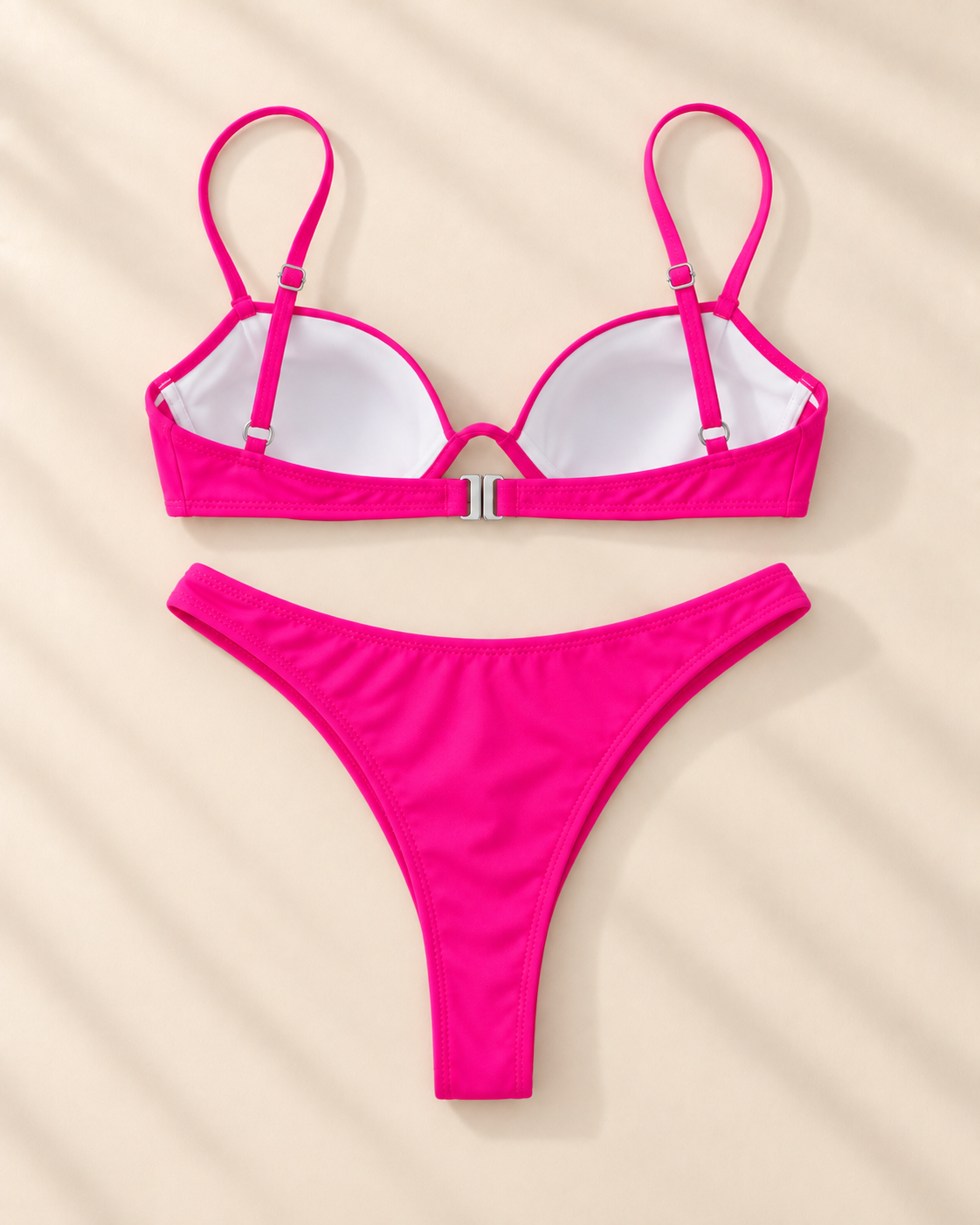 Bikini Fucsia Push Up Tanga Tiro Alto | Talla S