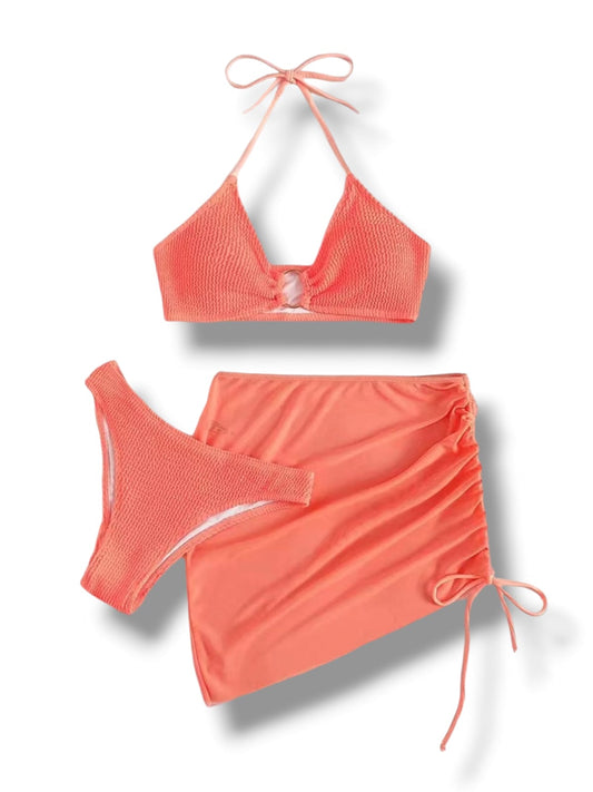 Conjunto bikini cintura alta Coral