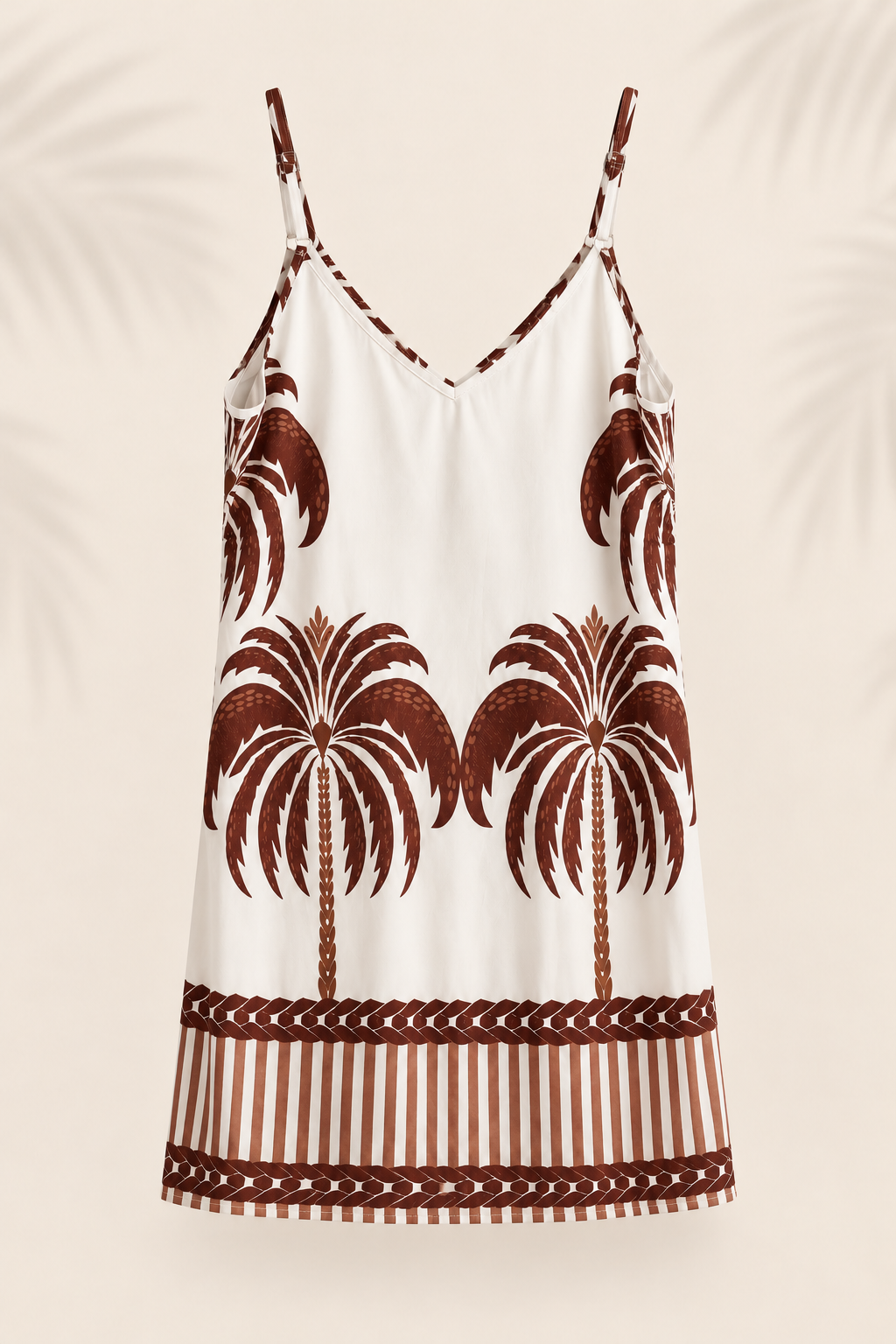 Vestido de playa con estampado de palmeras café