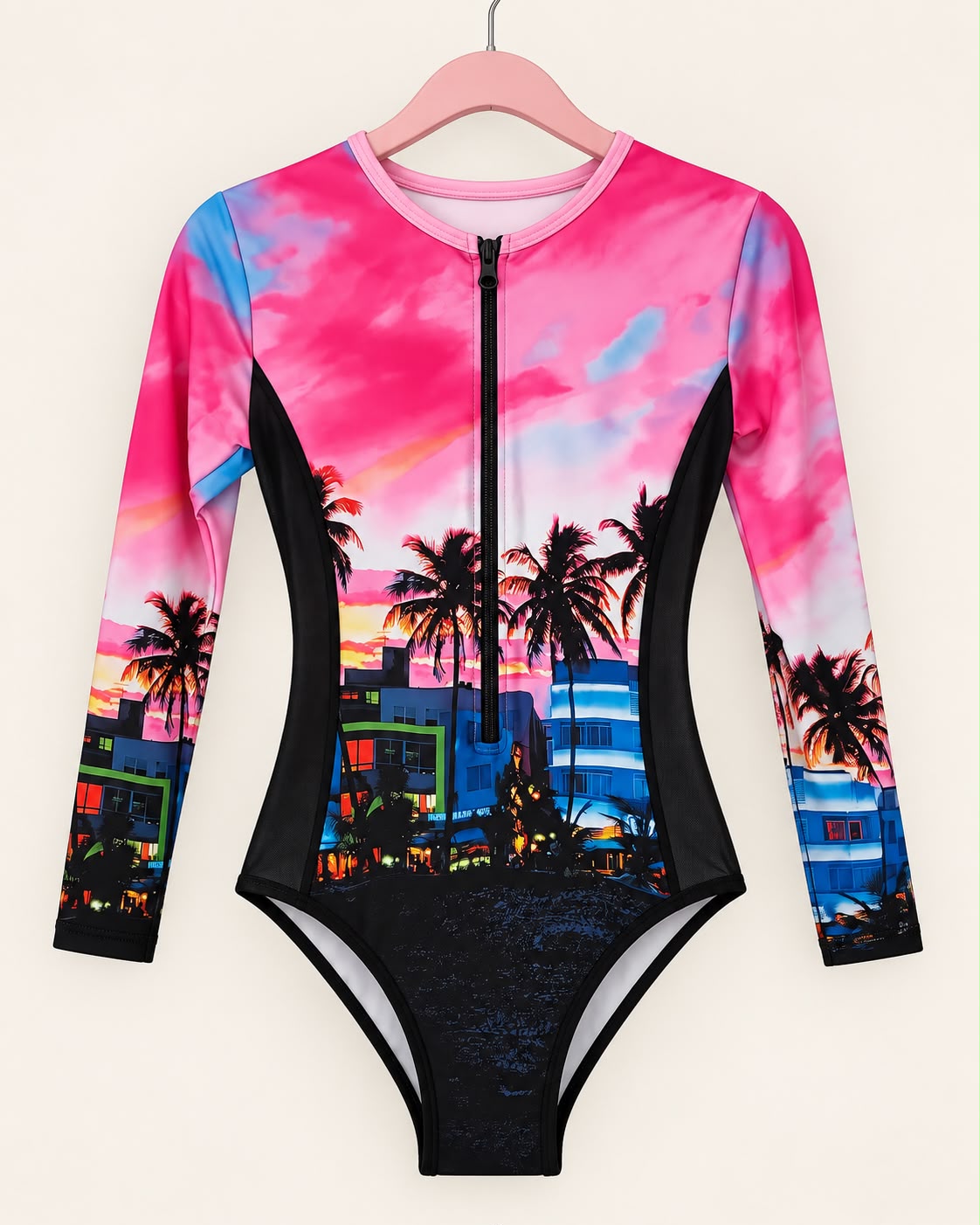 Traje de Baño Manga Larga Atardecer Tropical | Talla S