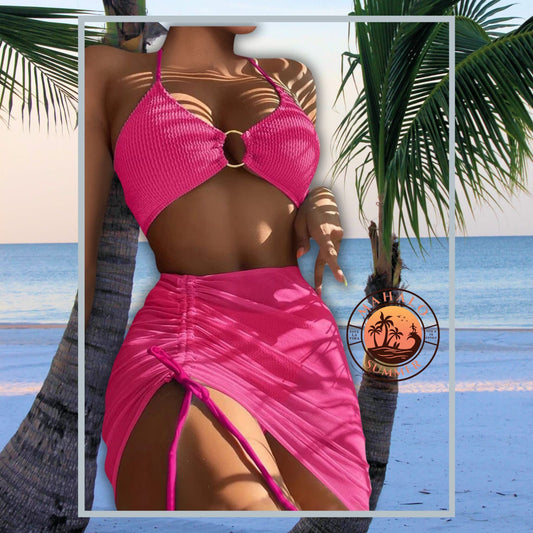 Conjunto Bikini cintura Alta Fucsia