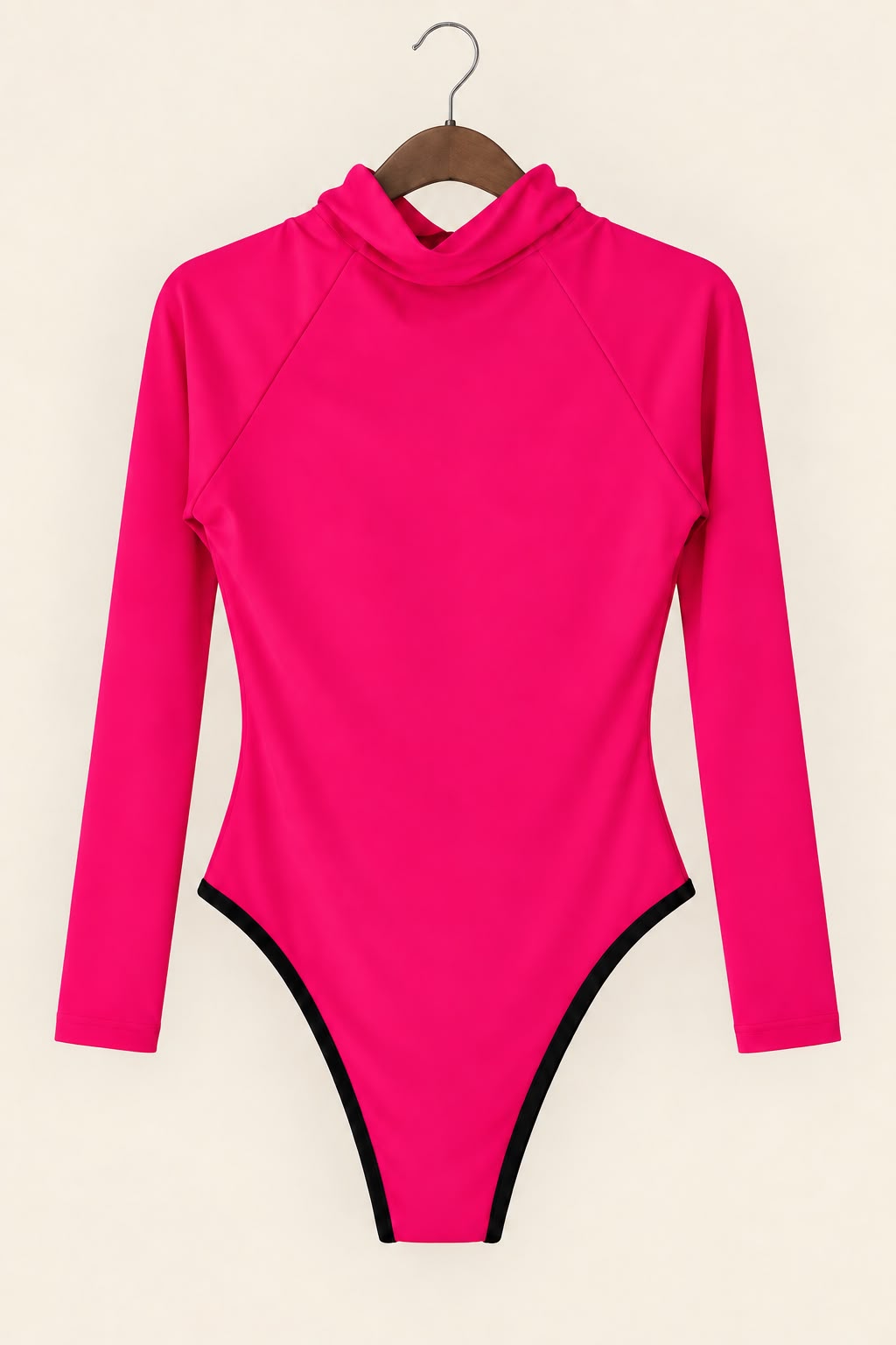 Traje de Baño Fucsia Manga Larga con Cierre y Cinturón | Talla M