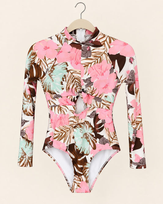 Traje de Baño Floral Rosa Manga Larga Talla S | Última Unidad