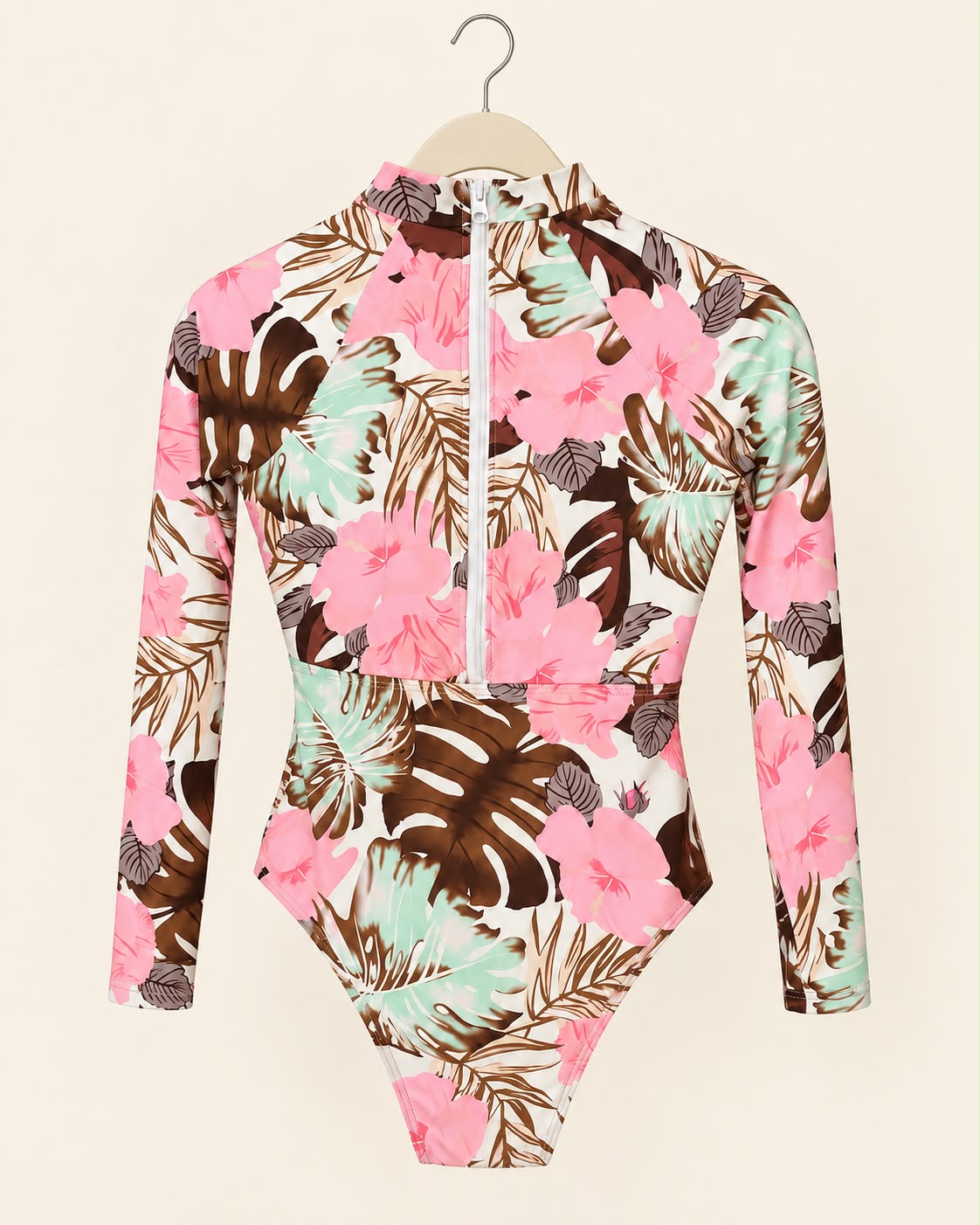 Traje de Baño Floral Rosa Manga Larga Talla S | Última Unidad