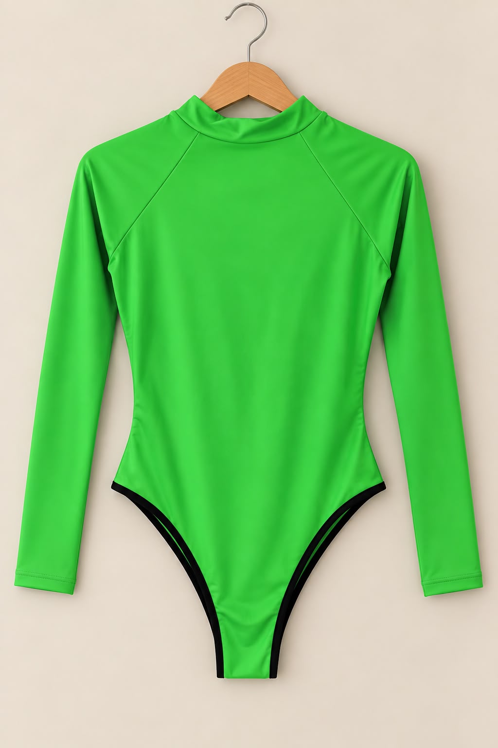 Traje de Baño Verde Manga Larga con Cierre y Cinturón | Tallas S y L