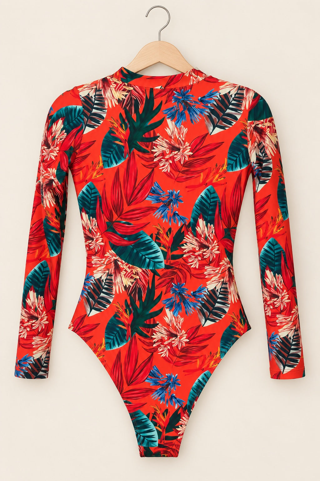 Traje de Baño Tropical Manga Larga con Cierre Frontal | Talla S