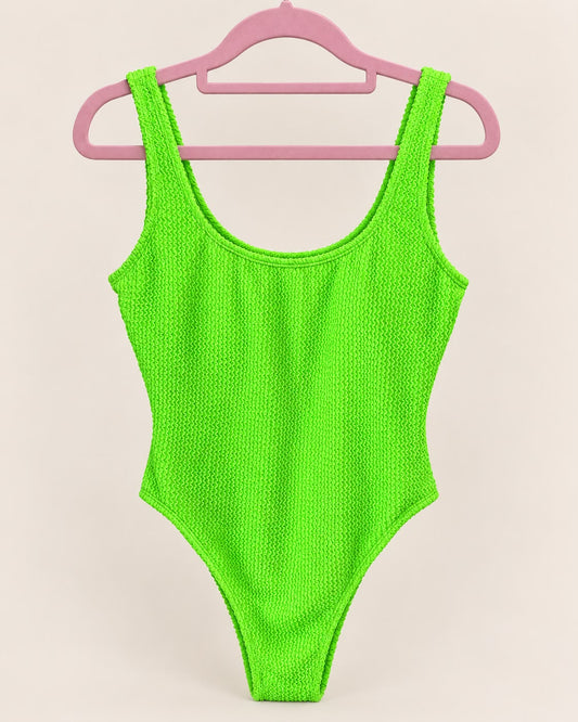 Traje de Baño Verde Neón Texturizado Talla M | Última Unidad