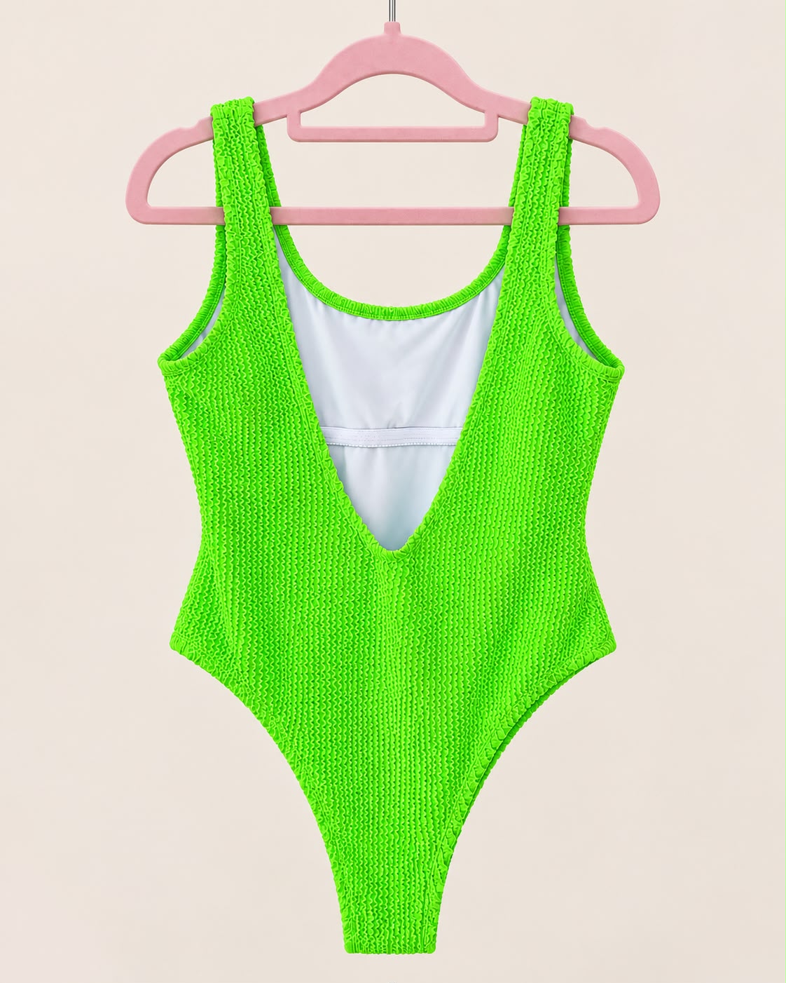 Traje de Baño Verde Neón Texturizado Talla M | Última Unidad